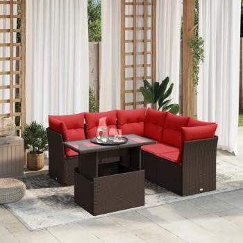 ARDEBO.de - 6-teiliges Gartensofa-Set mit Kissen, braun, Polyrattan