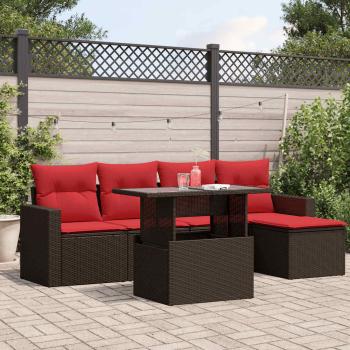 ARDEBO.de - 6-teiliges Gartensofa-Set mit Kissen, braun, Polyrattan