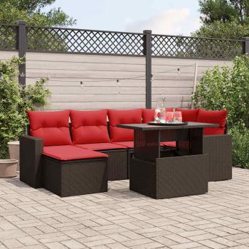 ARDEBO.de - 7-teiliges Gartensofa-Set mit Kissen, braun, Polyrattan