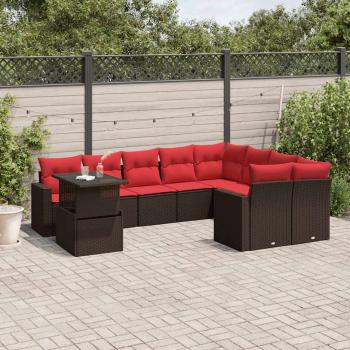 ARDEBO.de - 10-teiliges Gartensofa-Set mit Kissen, braun, Polyrattan