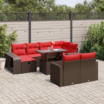 ARDEBO.de - 11-teiliges Gartensofa-Set mit Kissen, braun, Polyrattan