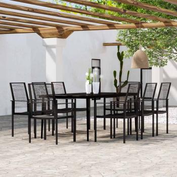 ARDEBO.de - 9-tlg. Garten-Essgruppe Schwarz