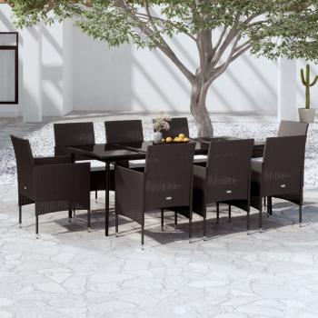 ARDEBO.de - 9-tlg. Garten-Essgruppe mit Kissen Schwarz
