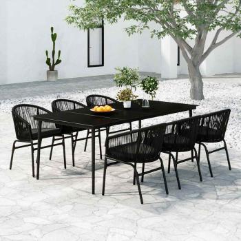 ARDEBO.de - 7-tlg. Garten-Essgruppe Schwarz