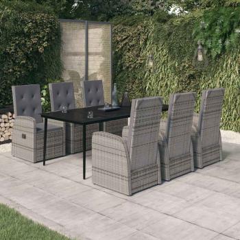 ARDEBO.de - 7-tlg. Garten-Essgruppe mit Auflagen Grau