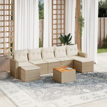 ARDEBO.de - 8-tlg. Garten-Sofagarnitur mit Kissen Beige Poly Rattan