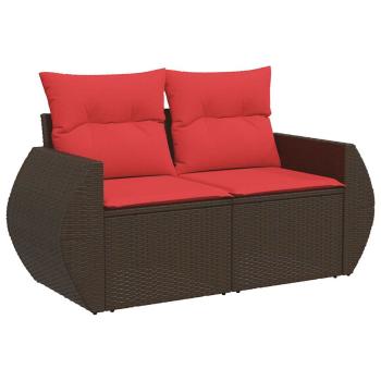 7-tlg. Garten-Sofagarnitur mit Kissen Braun Poly Rattan Akazie