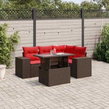 ARDEBO.de - 5-teiliges Gartensofa-Set mit Kissen, braun, Polyrattan