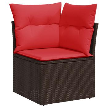 7-teiliges Gartensofa-Set mit Kissen, braun, Polyrattan