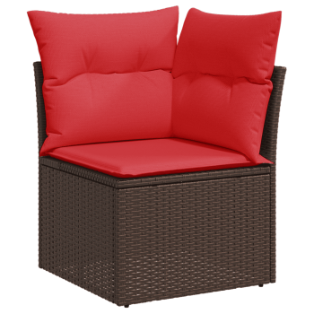 9-teiliges Gartensofa-Set mit Kissen, braun, Polyrattan
