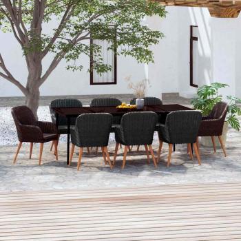 ARDEBO.de - 9-tlg. Garten-Essgruppe mit Kissen Schwarz