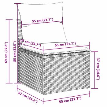 6-tlg. Garten-Sofagarnitur mit Kissen Beige Poly Rattan