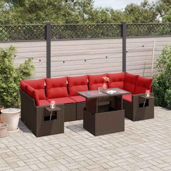 ARDEBO.de - 8-teiliges Gartensofa-Set mit Kissen, braun, Polyrattan