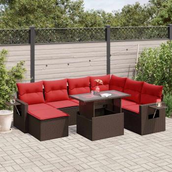 ARDEBO.de - 8-teiliges Gartensofa-Set mit Kissen, braun, Polyrattan