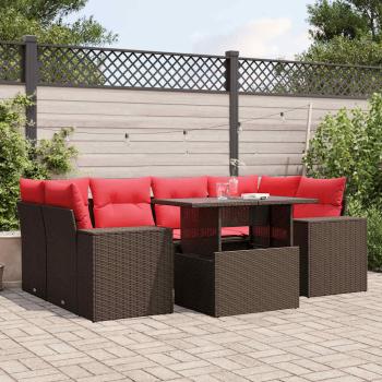 ARDEBO.de - 7-teiliges Gartensofa-Set mit Kissen, braun, Polyrattan