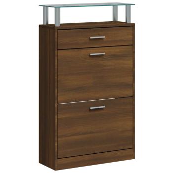 Schuhschrank Braun Eichen-Optik 63x24x104 cm Holzwerkstoff