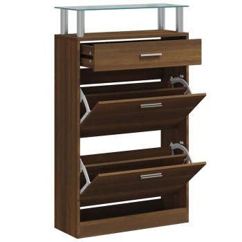 Schuhschrank Braun Eichen-Optik 63x24x104 cm Holzwerkstoff
