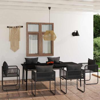 ARDEBO.de - 7-tlg. Garten-Essgruppe Schwarz