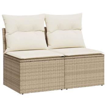 2-tlg. Garten-Sofagarnitur mit Kissen Beige Poly Rattan Akazie