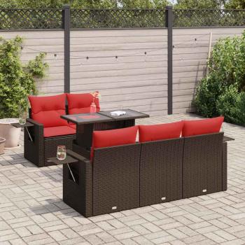 ARDEBO.de - 6-tlg. Garten-Sofagarnitur mit Kissen Braun Poly Rattan Akazie
