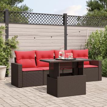 ARDEBO.de - 5-teiliges Gartensofa-Set mit Kissen, braun, Polyrattan