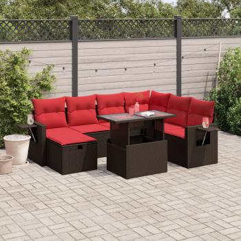ARDEBO.de - 8-teiliges Gartensofa-Set mit Kissen, braun, Polyrattan