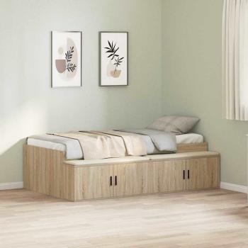 ARDEBO.de - Bettrahmen mit Speicher Sonoma-Eiche 90 x 190 cm Holzwerkstoff