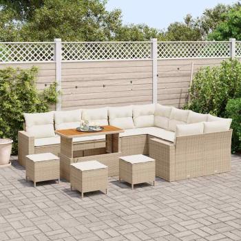 Gartensofa-set 13 stk. Beige Poly-Rattan