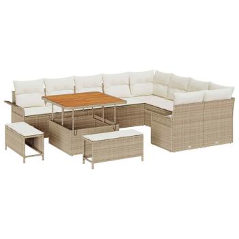 Gartensofa-set 12 stk. Beige Poly-Rattan