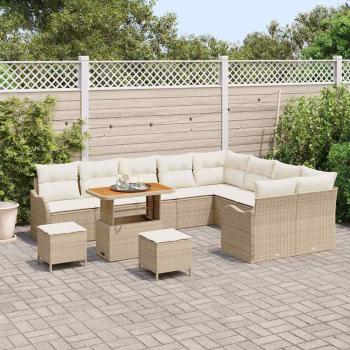 Gartensofa-set 12 stk. Beige Poly-Rattan