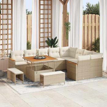 ARDEBO.de - Gartensofa-set 12 stk. Beige Poly-Rattan