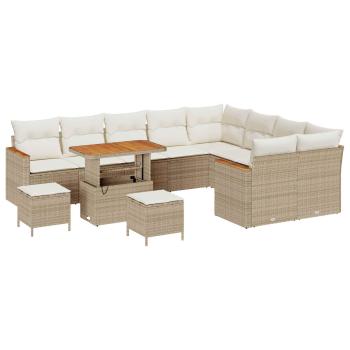 Gartensofa-set 12 stk. Beige Poly-Rattan