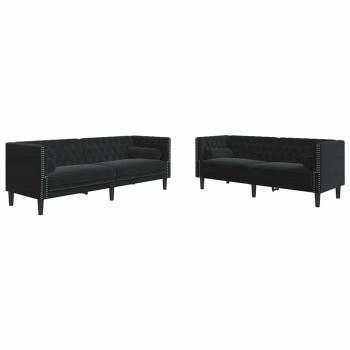 Wohnzimmer Couch 2 stk. Schwarz Samt