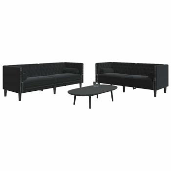 Wohnzimmer Couch 2 stk. Schwarz Samt