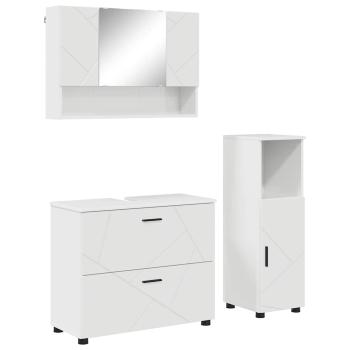 Badezimmermöbel-Set 3 stk. Hochglanz Weiß 76,5 x 35 x 64 cm