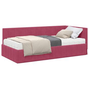 Eckbettgestell mit Matratze 2 stk. Weinrot 90 x 200 cm Samt