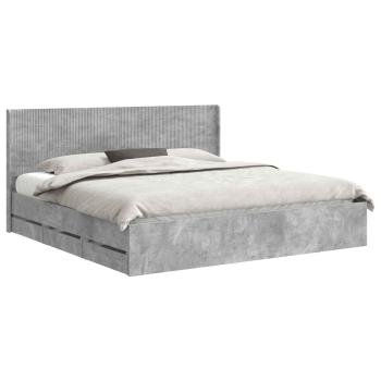 Bettgestell mit Stauraum und Kopfteil Betongrau 200 x 200 cm