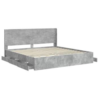 Bettgestell mit Stauraum und Kopfteil Betongrau 200 x 200 cm