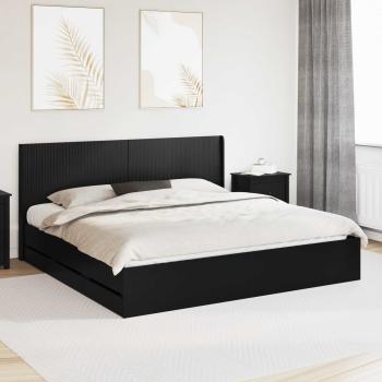 ARDEBO.de - Bettgestell mit Stauraum und Kopfteil Schwarz 180 x 200 cm
