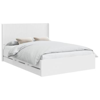 Bettgestell mit Stauraum und Kopfteil Weiß 140 x 190 cm