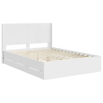 Bettgestell mit Stauraum und Kopfteil Weiß 140 x 190 cm