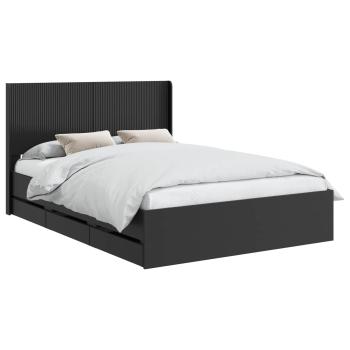 Bettgestell mit Stauraum und Kopfteil Schwarz 140 x 190 cm