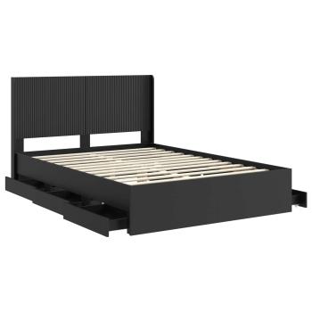 Bettgestell mit Stauraum und Kopfteil Schwarz 140 x 190 cm