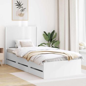 ARDEBO.de - Bettgestell mit Stauraum und Kopfteil Weiß 90 x 200 cm