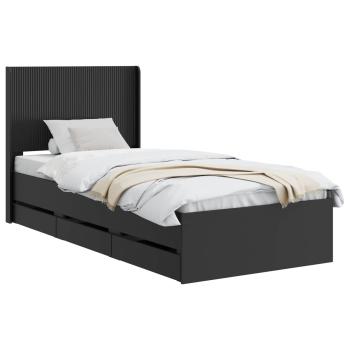 Bettgestell mit Stauraum und Kopfteil Schwarz 75 x 190 cm