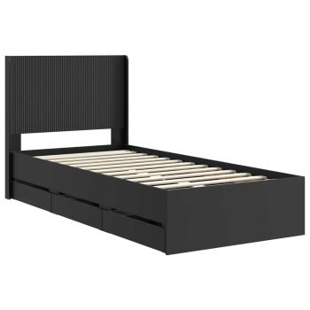 Bettgestell mit Stauraum und Kopfteil Schwarz 75 x 190 cm