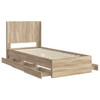 Bettgestell mit Stauraum und Kopfteil Sonoma-Eiche 75 x 190 cm