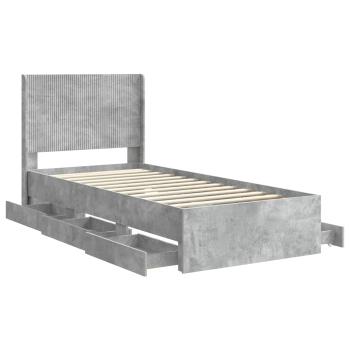 Bettgestell mit Stauraum und Kopfteil Betongrau 75 x 190 cm