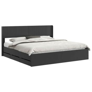 Bettgestell mit Stauraum und Kopfteil Schwarz 200 x 200 cm