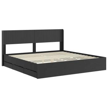 Bettgestell mit Stauraum und Kopfteil Schwarz 200 x 200 cm